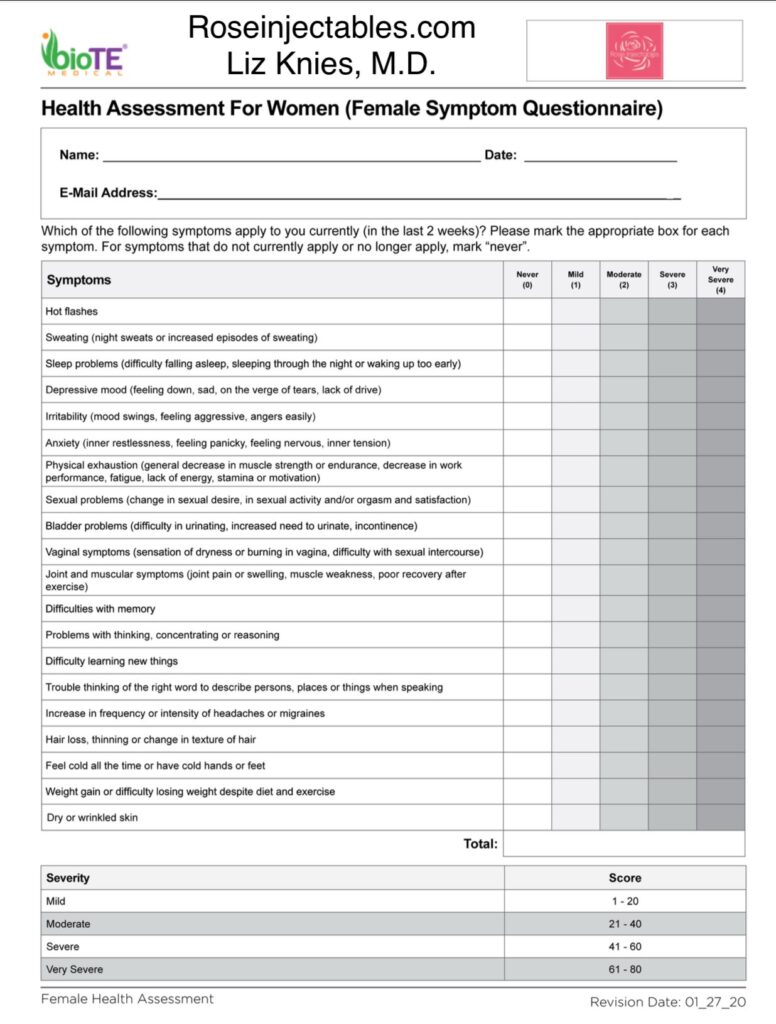 HRT hormone replacement therapy menopause Colorado Springs Rose Injectables