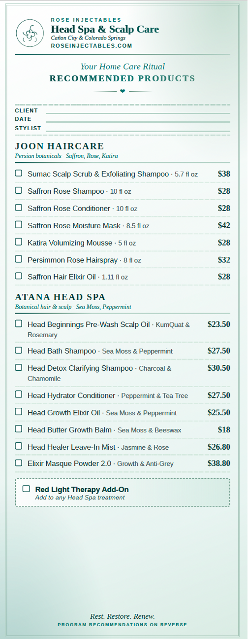 Head Spa recommended home care products